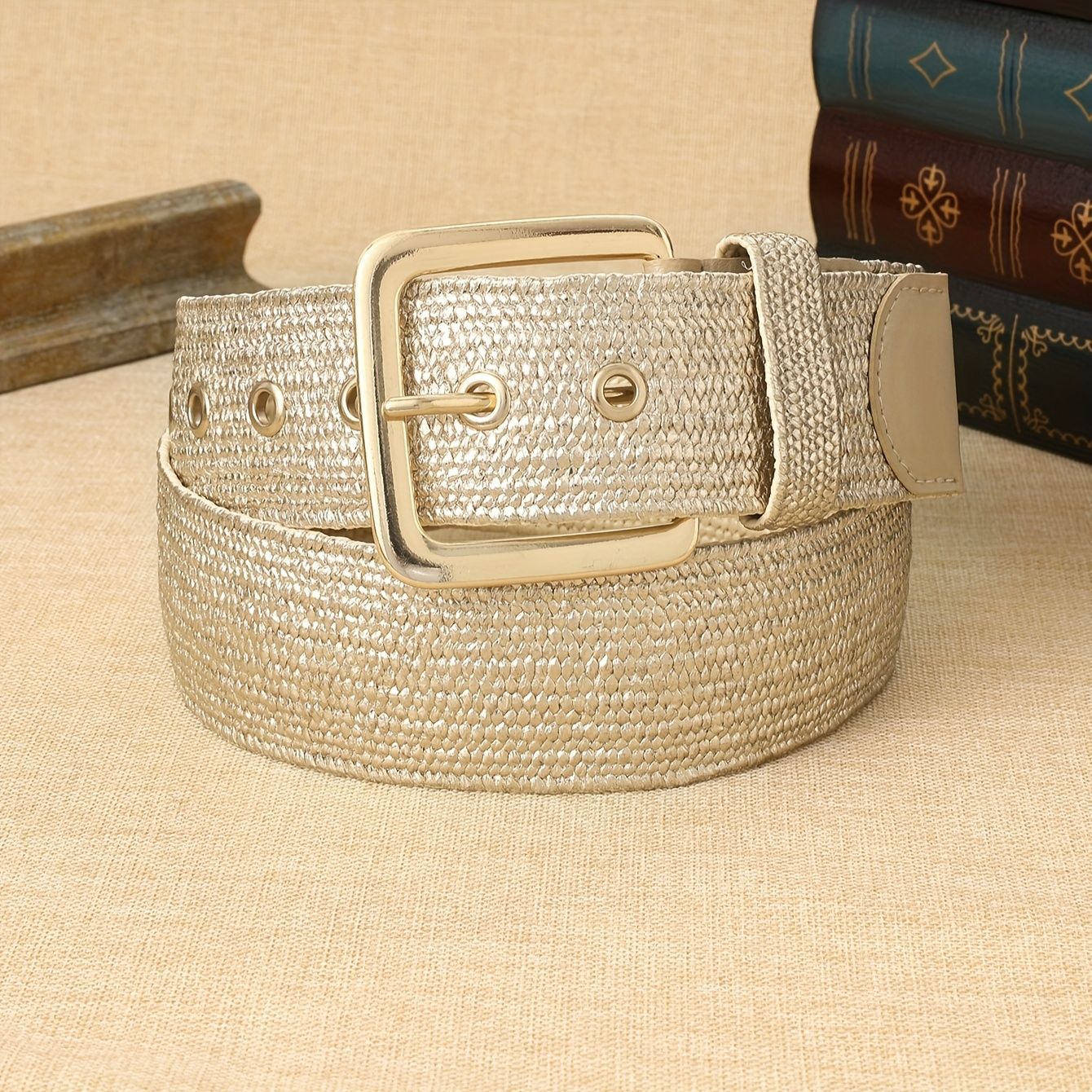 Textured Belt with Metallic Buckle