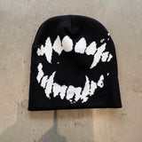 Beanie Hat with Smiley Skull Design