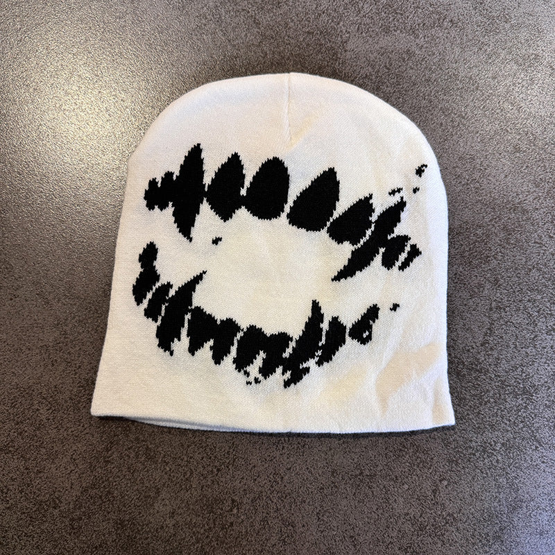 Beanie Hat with Smiley Skull Design