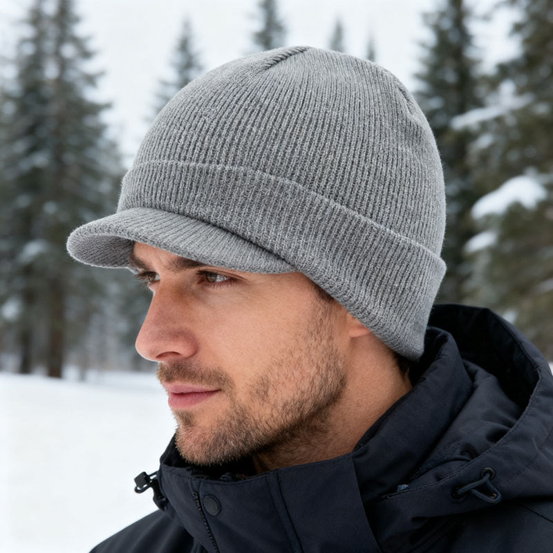 Knit Beanie Cap with Brim