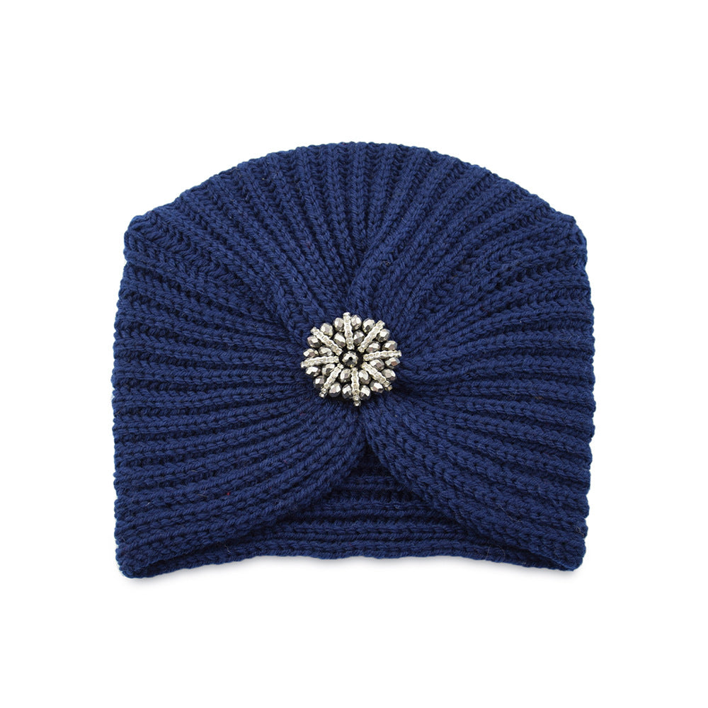 Knitted Turban with Decorative Brooch