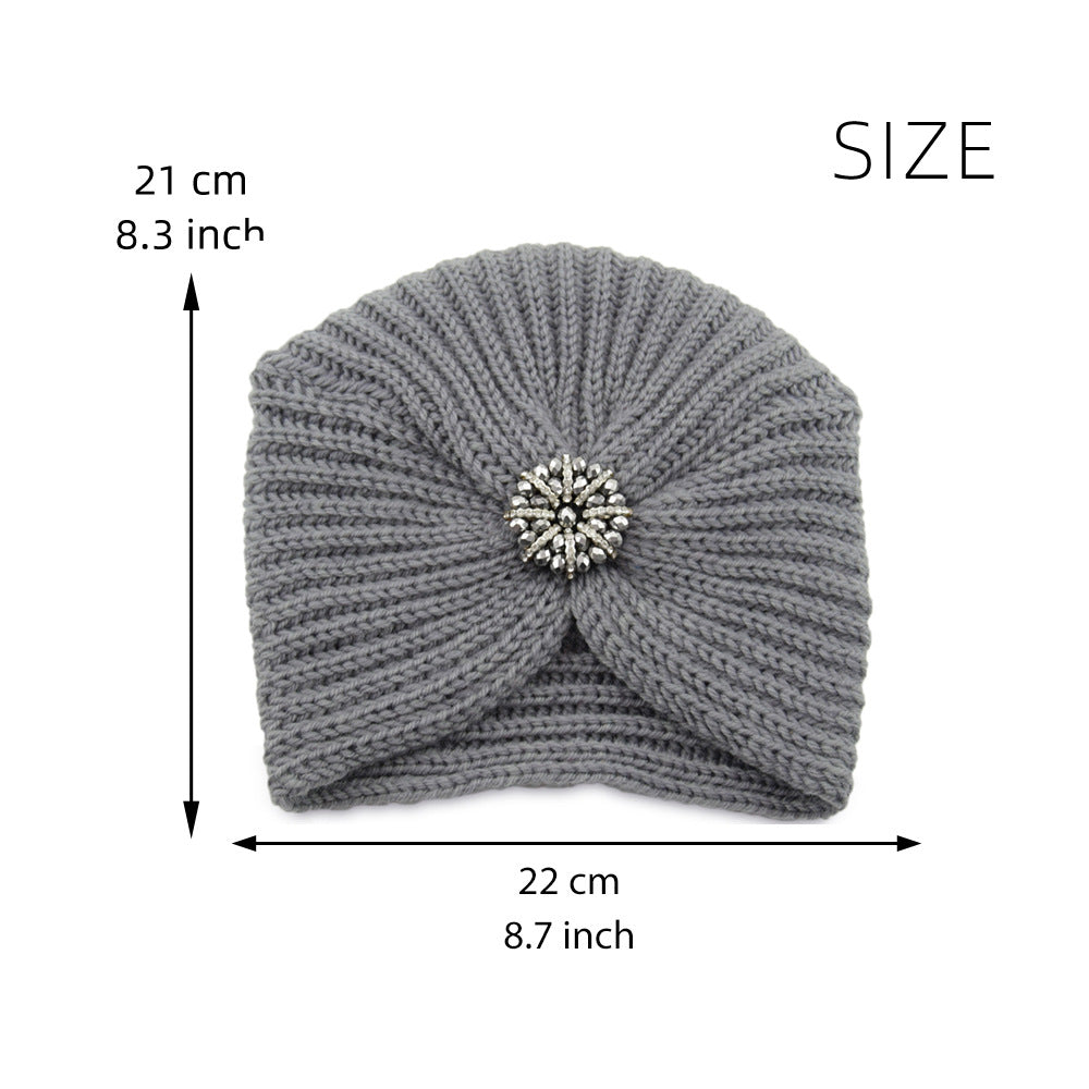 Knitted Turban with Decorative Brooch