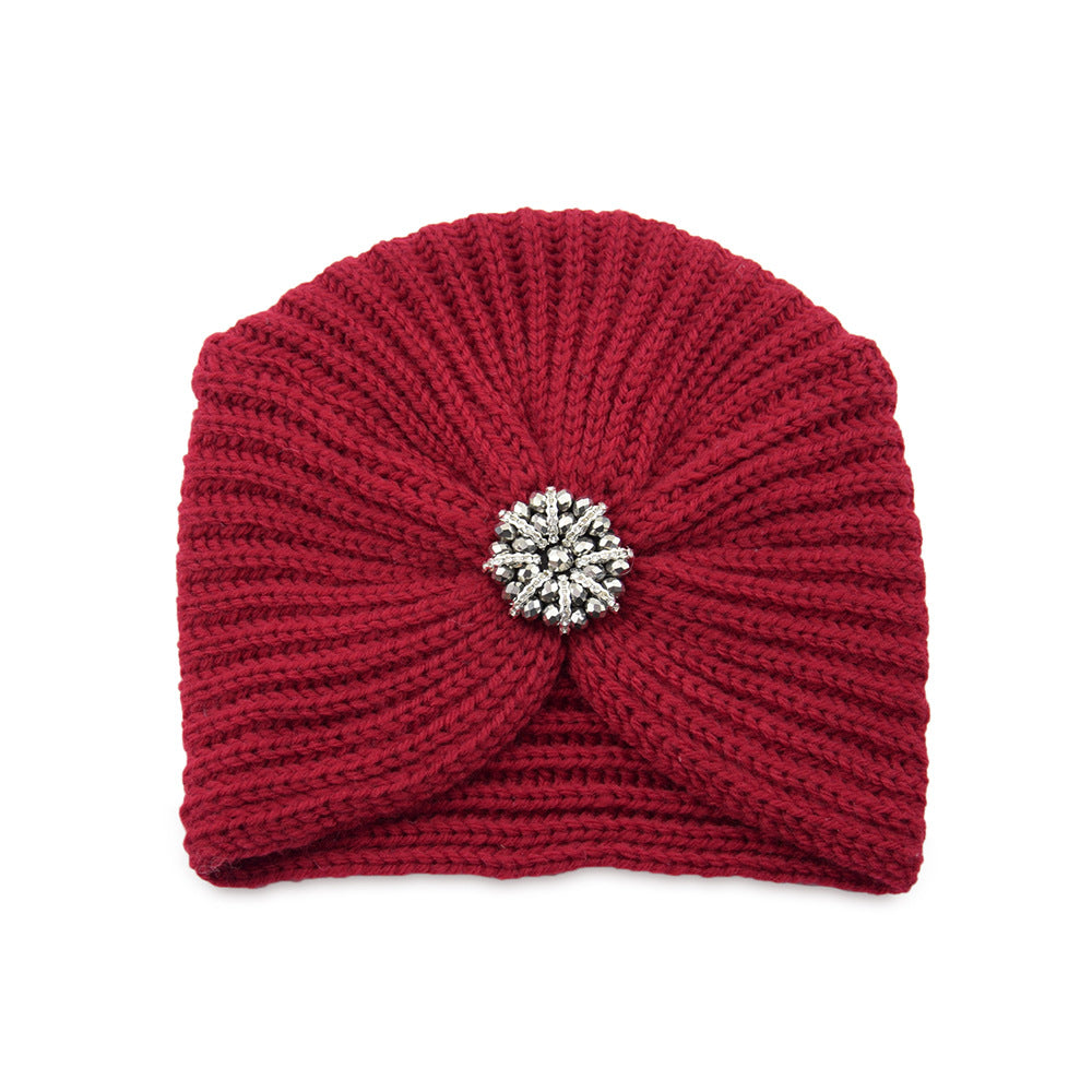 Knitted Turban with Decorative Brooch