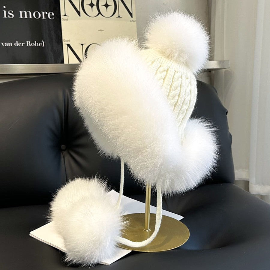Faux Fur Pom-Pom Winter Hat