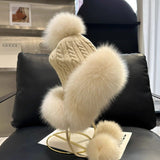 Faux Fur Pom-Pom Winter Hat