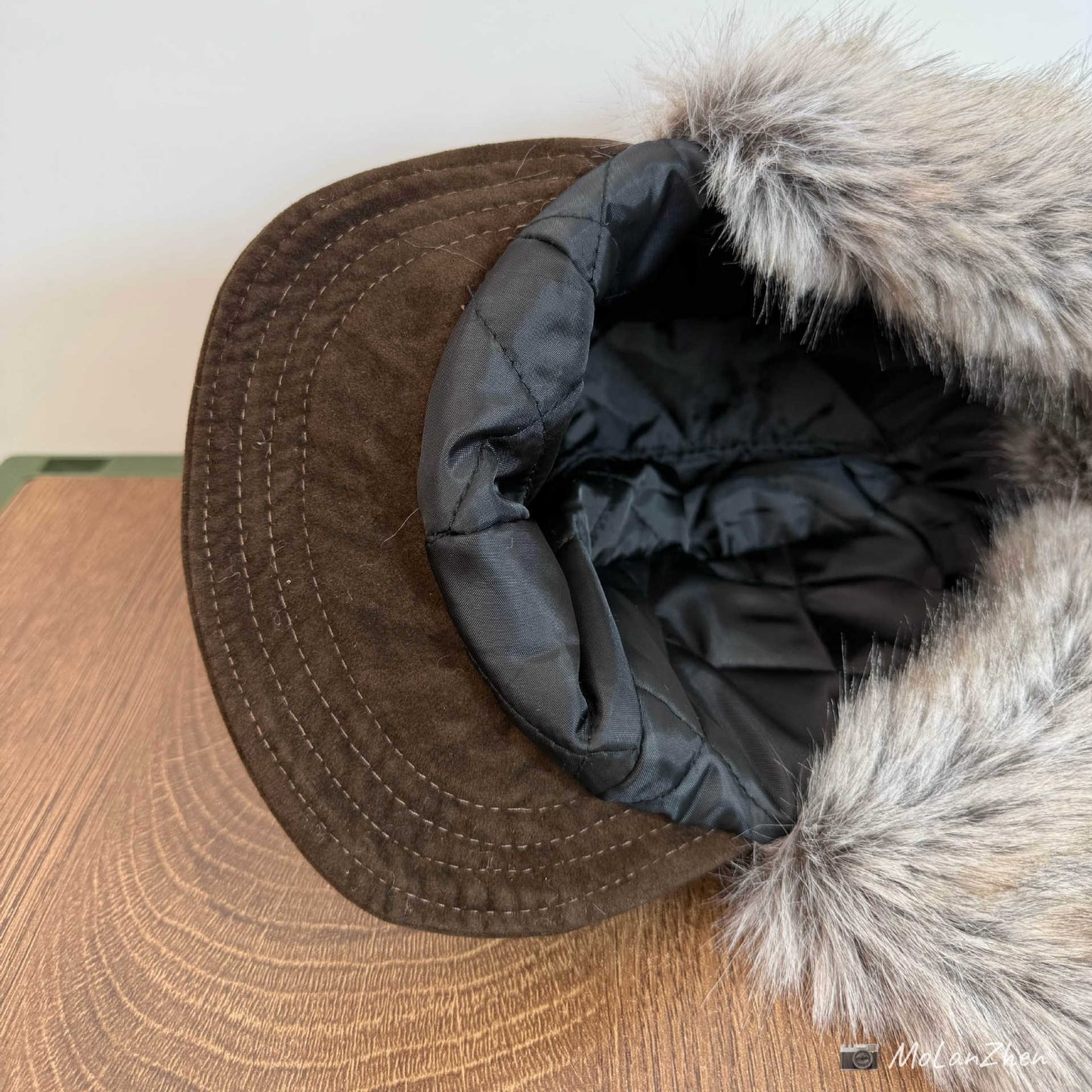 Black Cap with Faux Fur Trim