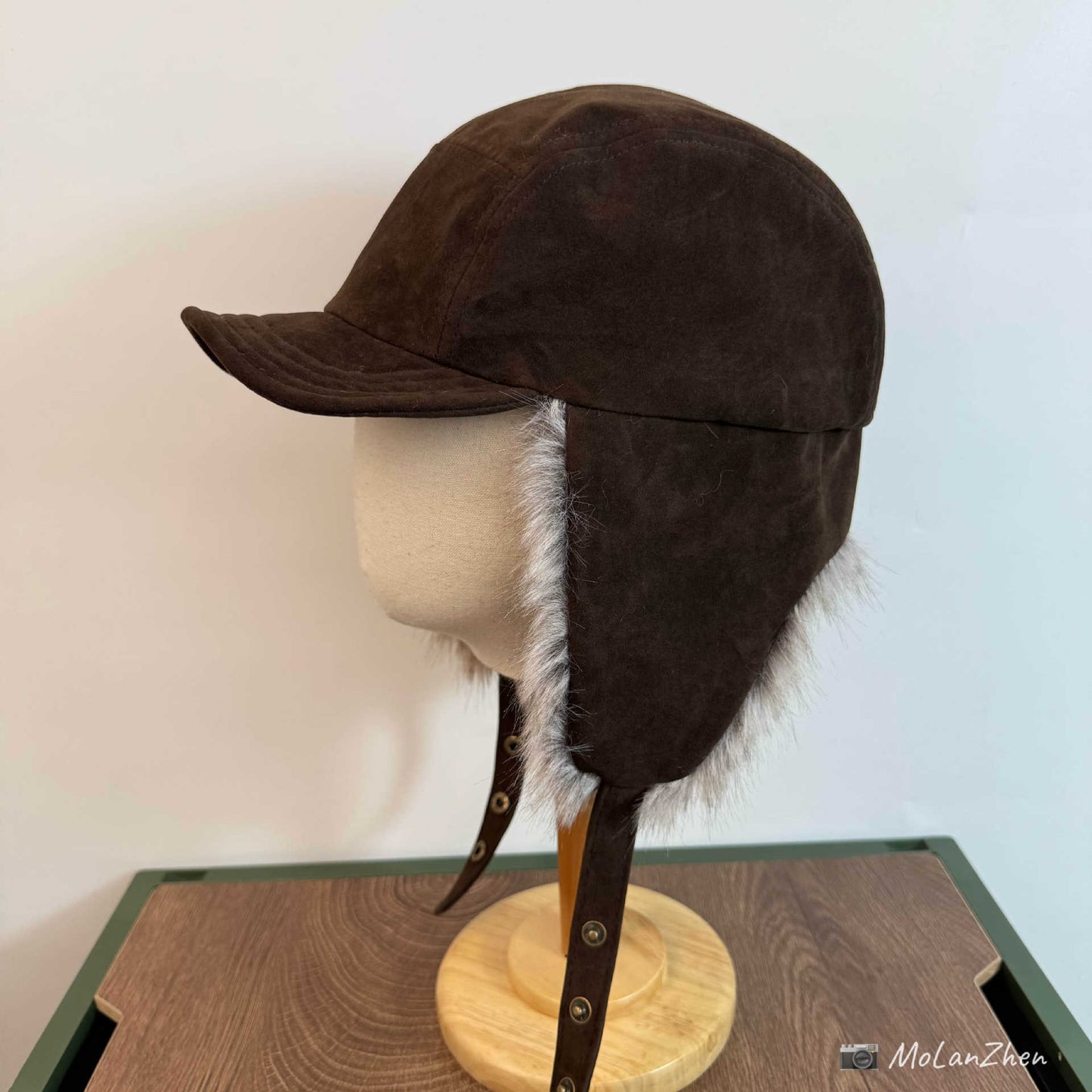 Black Cap with Faux Fur Trim