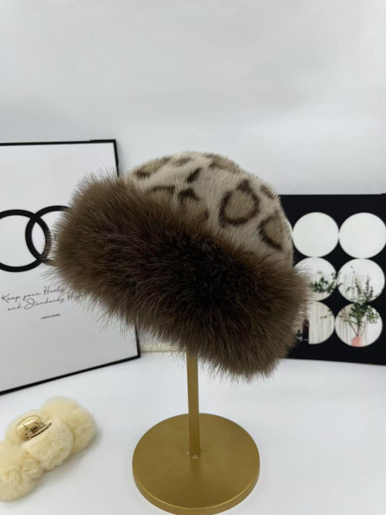 Faux Leopard Fur Hat