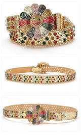 Embellished Belts with Flower Brooch