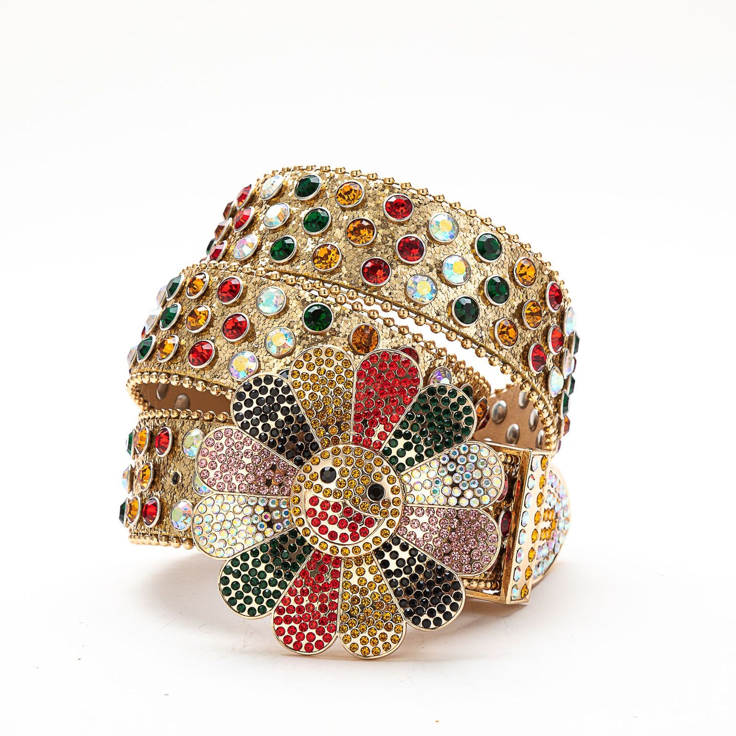 Embellished Belts with Flower Brooch