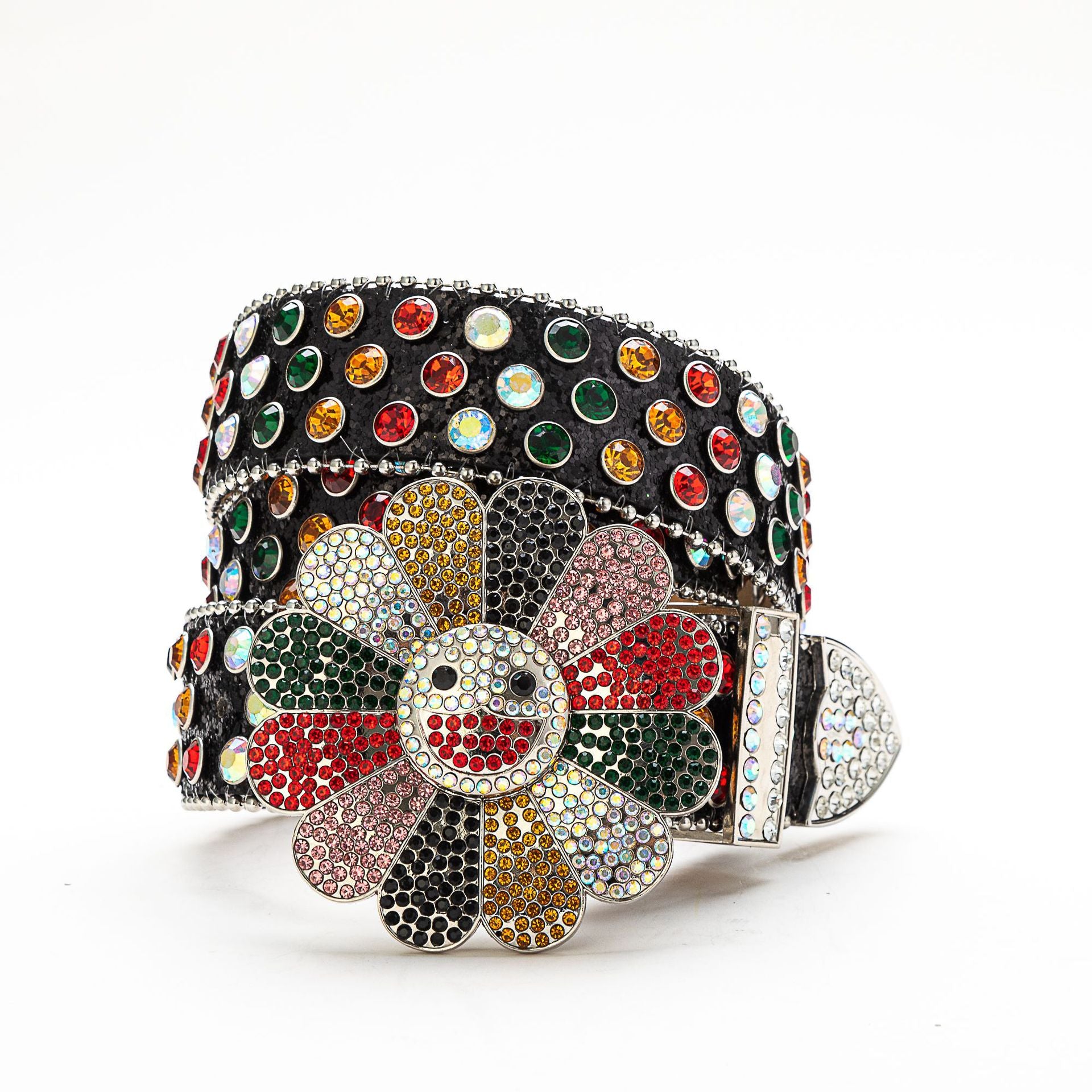 Embellished Belts with Flower Brooch
