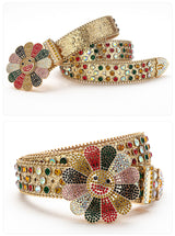 Embellished Belts with Flower Brooch