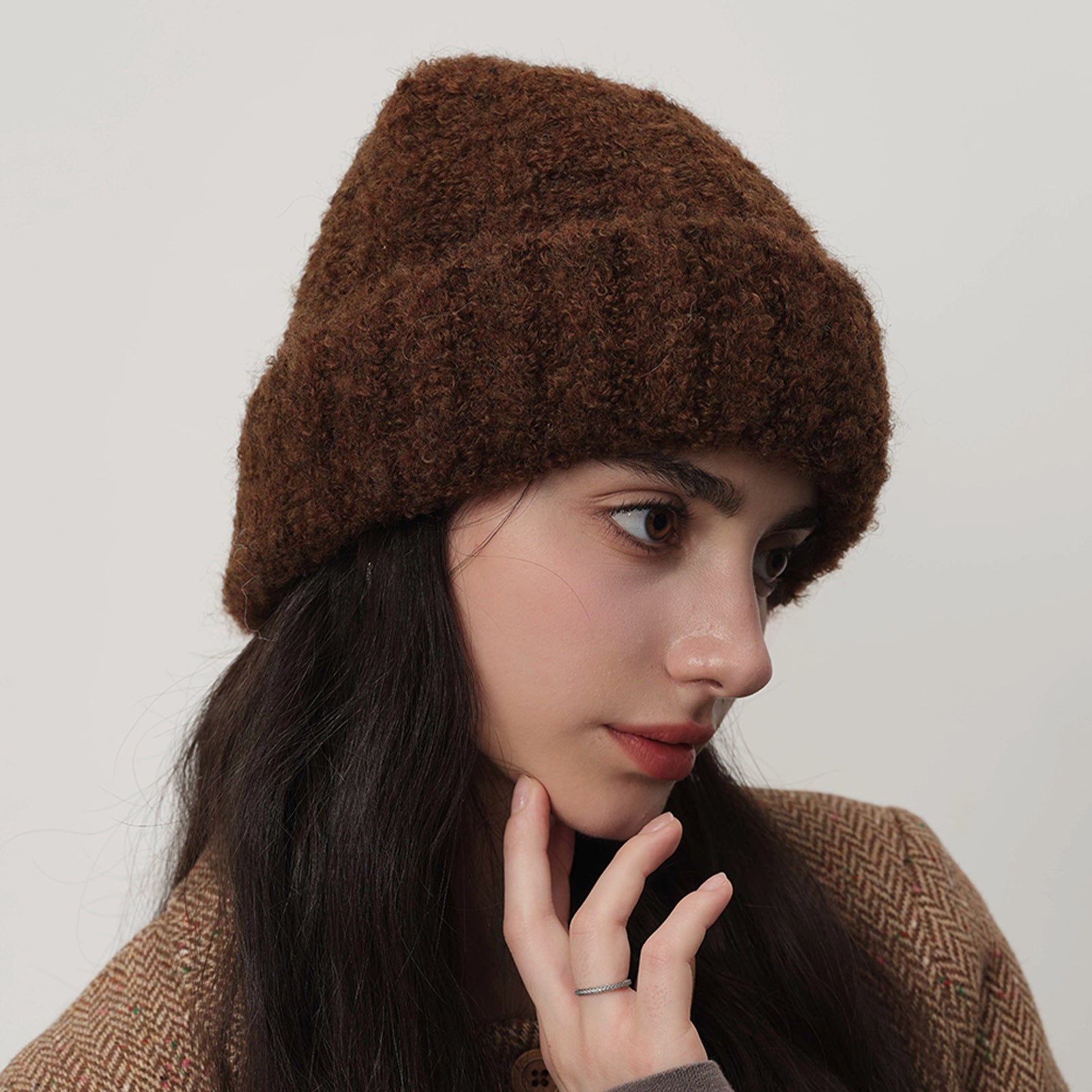 Cozy Brown Fuzzy Beanie