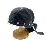 Black Faux Leather Skull & bones Bandana Cap