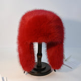 Red Fur Hat with Ear Flaps