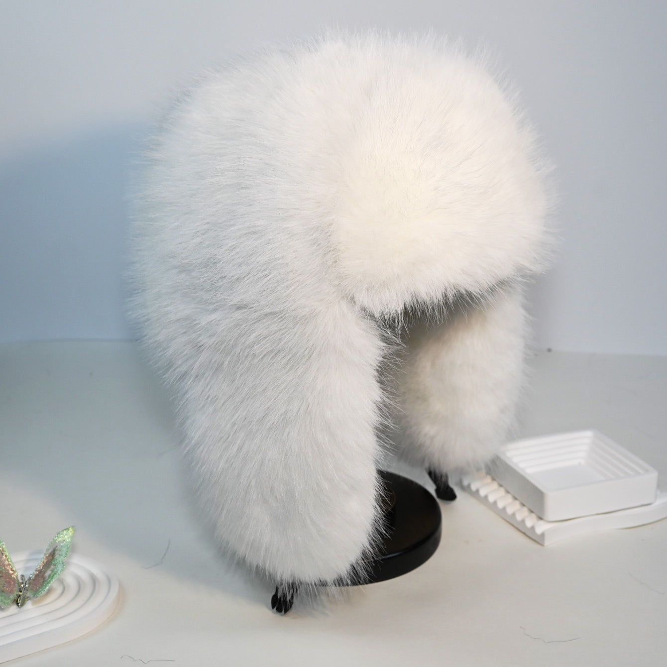 Red Fur Hat with Ear Flaps