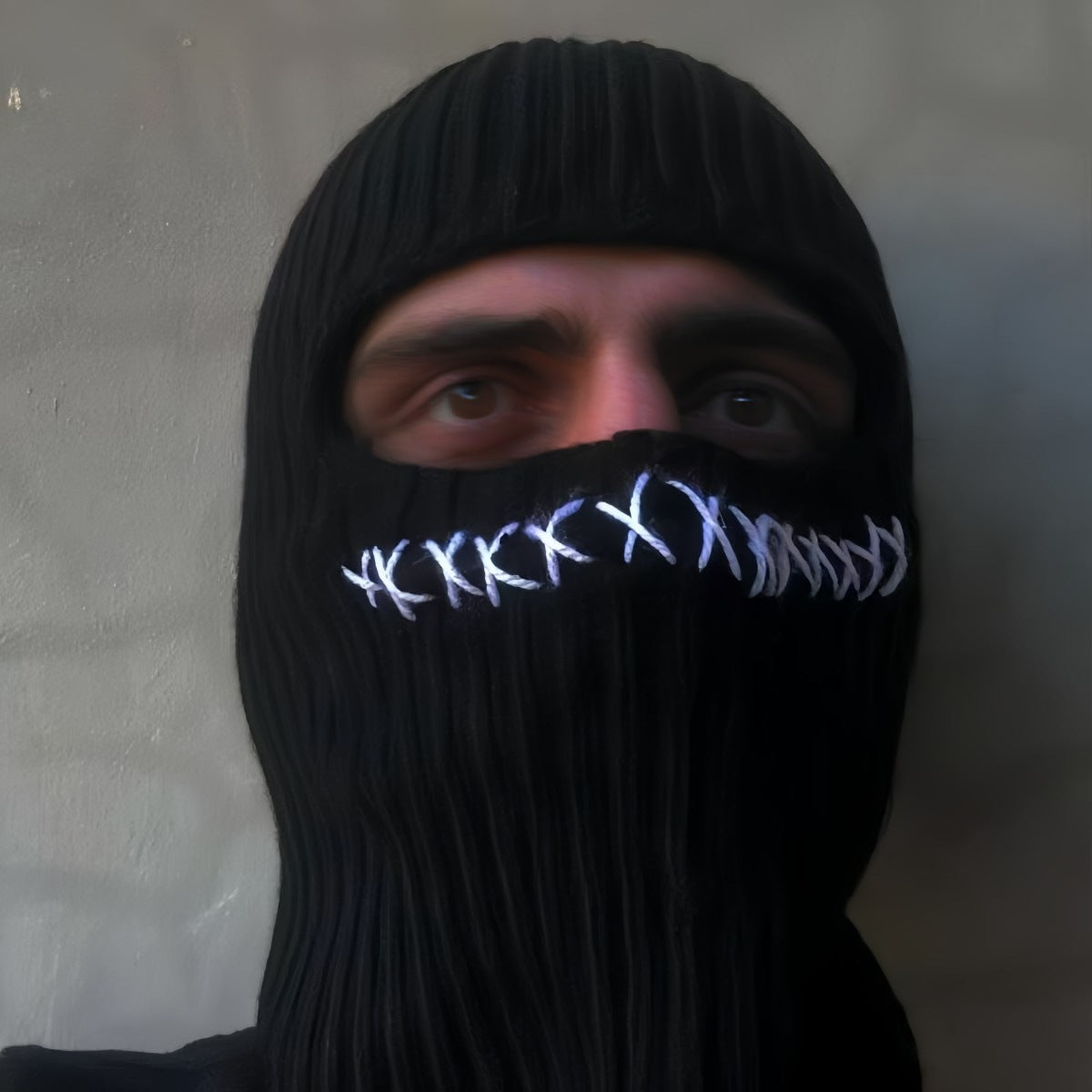 Knit Balaclava with Cross Stitch Detailing