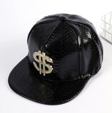 Snake-Print Cap with Embellishment