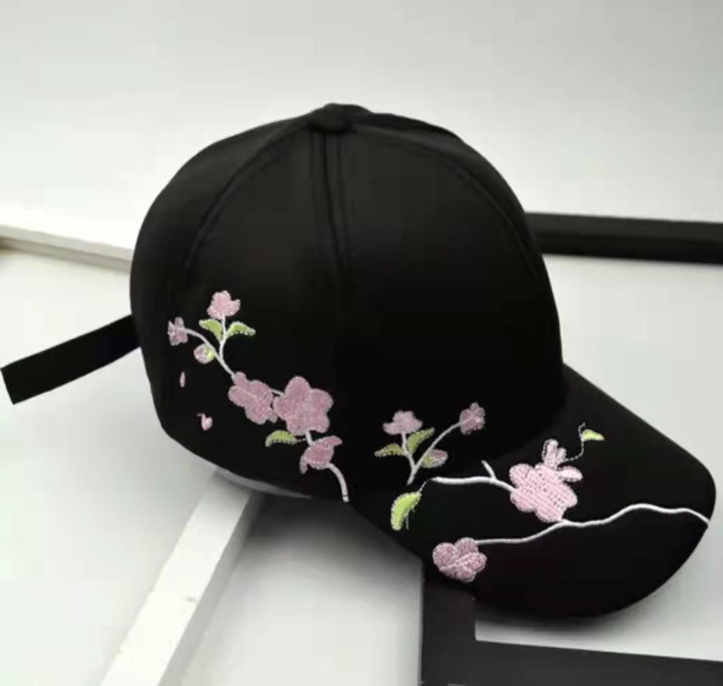 Baseball Cap with Floral Embroidery
