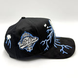 Black Embroidered Lightning Design Baseball Cap