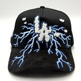 Black Embroidered Lightning Design Baseball Cap