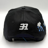 Black Embroidered Lightning Design Baseball Cap