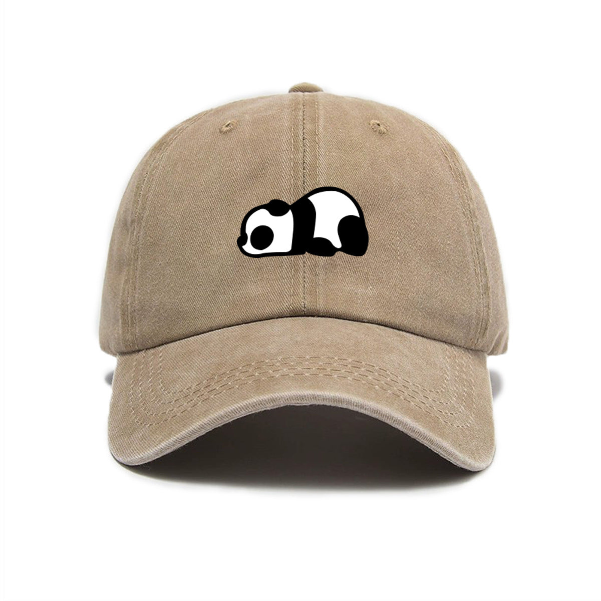 Beige Panda Print Casual Baseball Cap