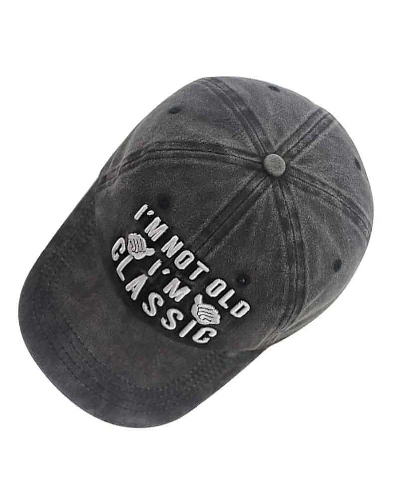 Classic Slogan Washed Black Baseball Cap
