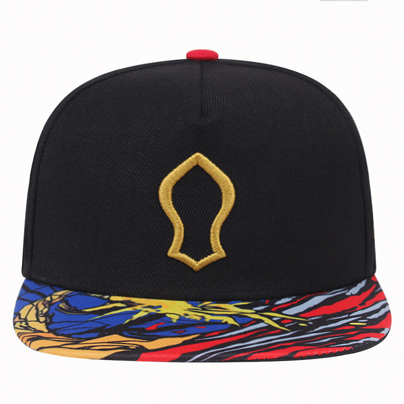 Embroidered Capal Snapback Hat with Graphic Flat Brim