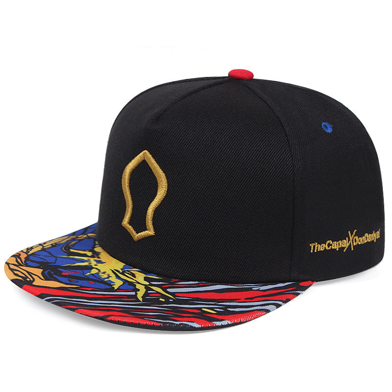 Embroidered Capal Snapback Hat with Graphic Flat Brim