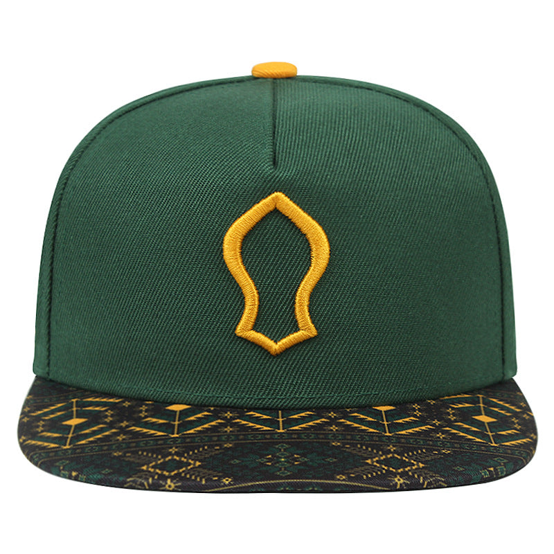 Embroidered Capal Snapback Hat with Graphic Flat Brim