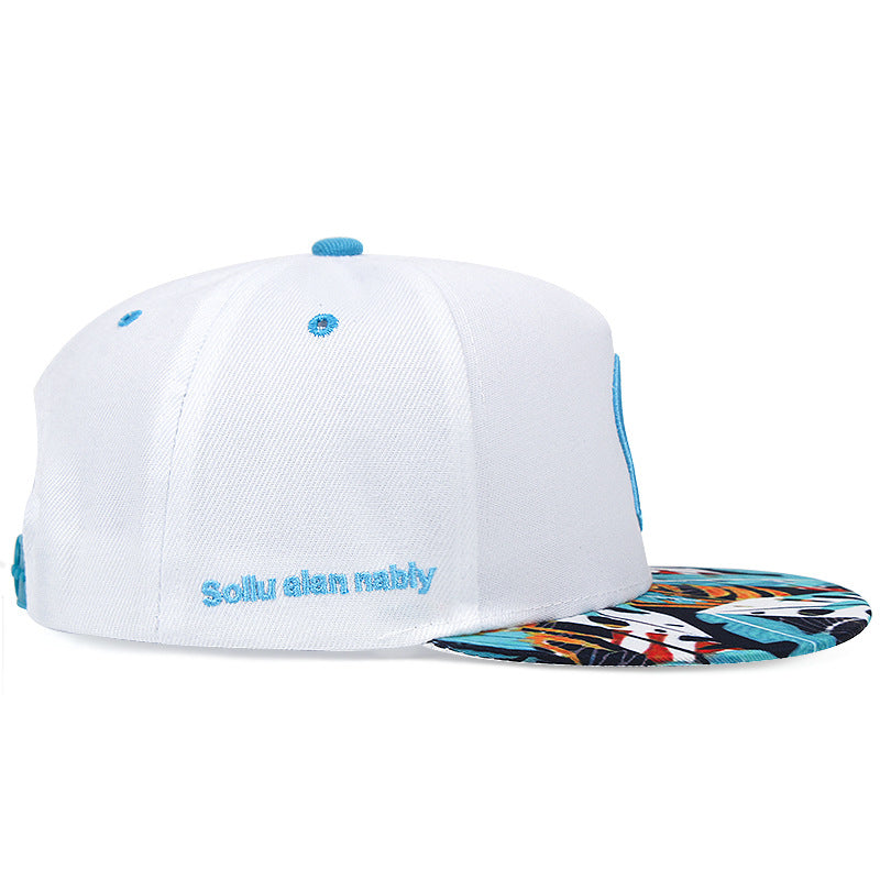 Embroidered Capal Snapback Hat with Graphic Flat Brim
