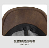 Vintage Washed Denim Flat Cap with Contrast Stitch