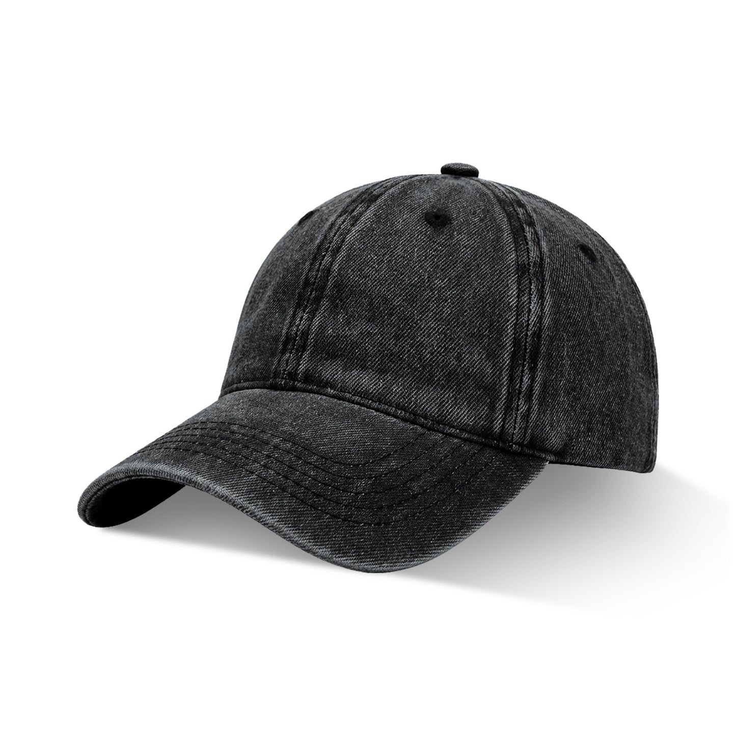 Vintage Washed Black Denim Baseball Cap