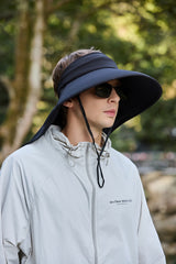 Wide Brim UV Protection Visor Hat with Neck Flap