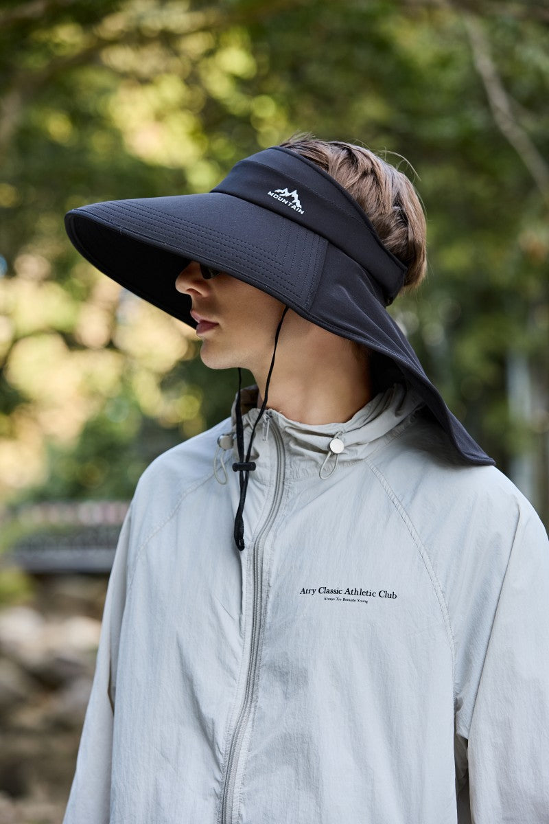 Wide Brim UV Protection Visor Hat with Neck Flap
