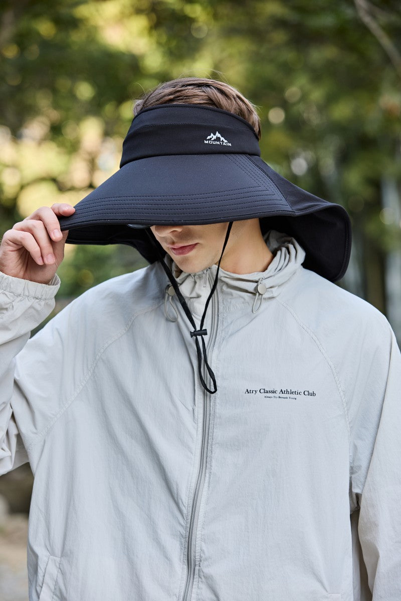 Wide Brim UV Protection Visor Hat with Neck Flap