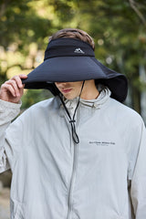 Wide Brim UV Protection Visor Hat with Neck Flap