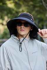 Wide Brim UV Protection Visor Hat with Neck Flap