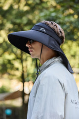 Wide Brim UV Protection Visor Hat with Neck Flap