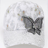 Rhinestone Butterfly Sequin Mesh Trucker Cap