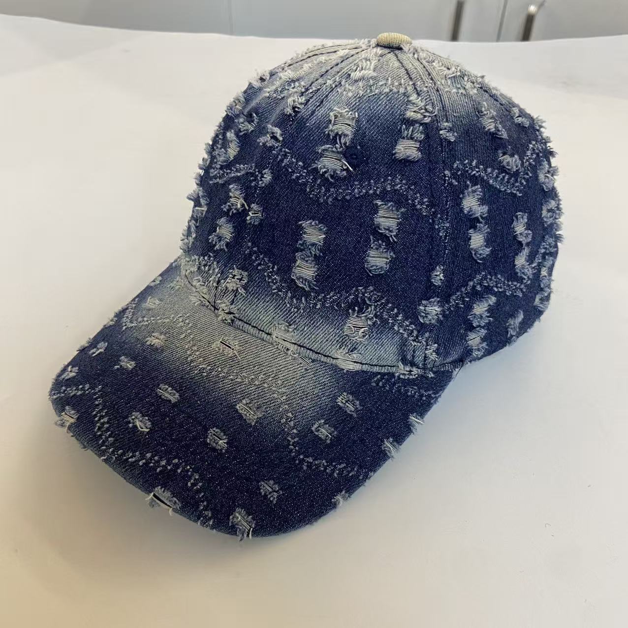 Women`s Distressed Denim Baseball Cap Adjustable