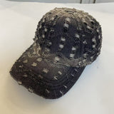 Women`s Distressed Denim Baseball Cap Adjustable