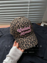 Leopard Print Baseball Cap with Embroidery