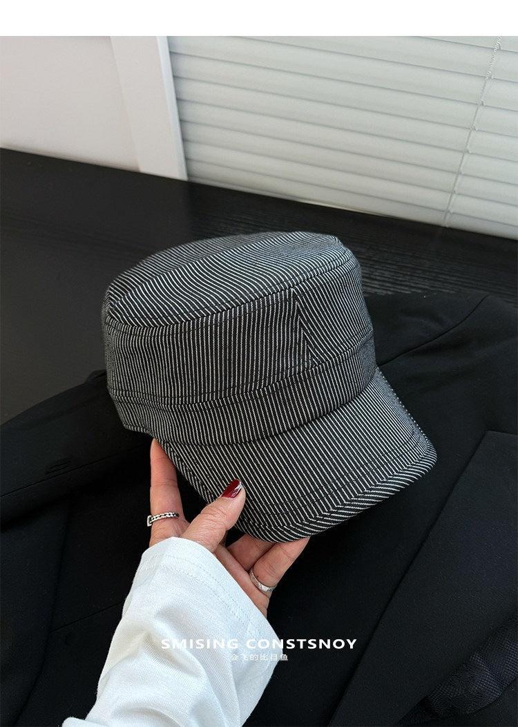Unisex Striped Military Cadet Cap