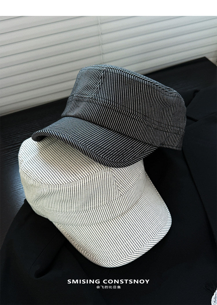 Unisex Striped Military Cadet Cap