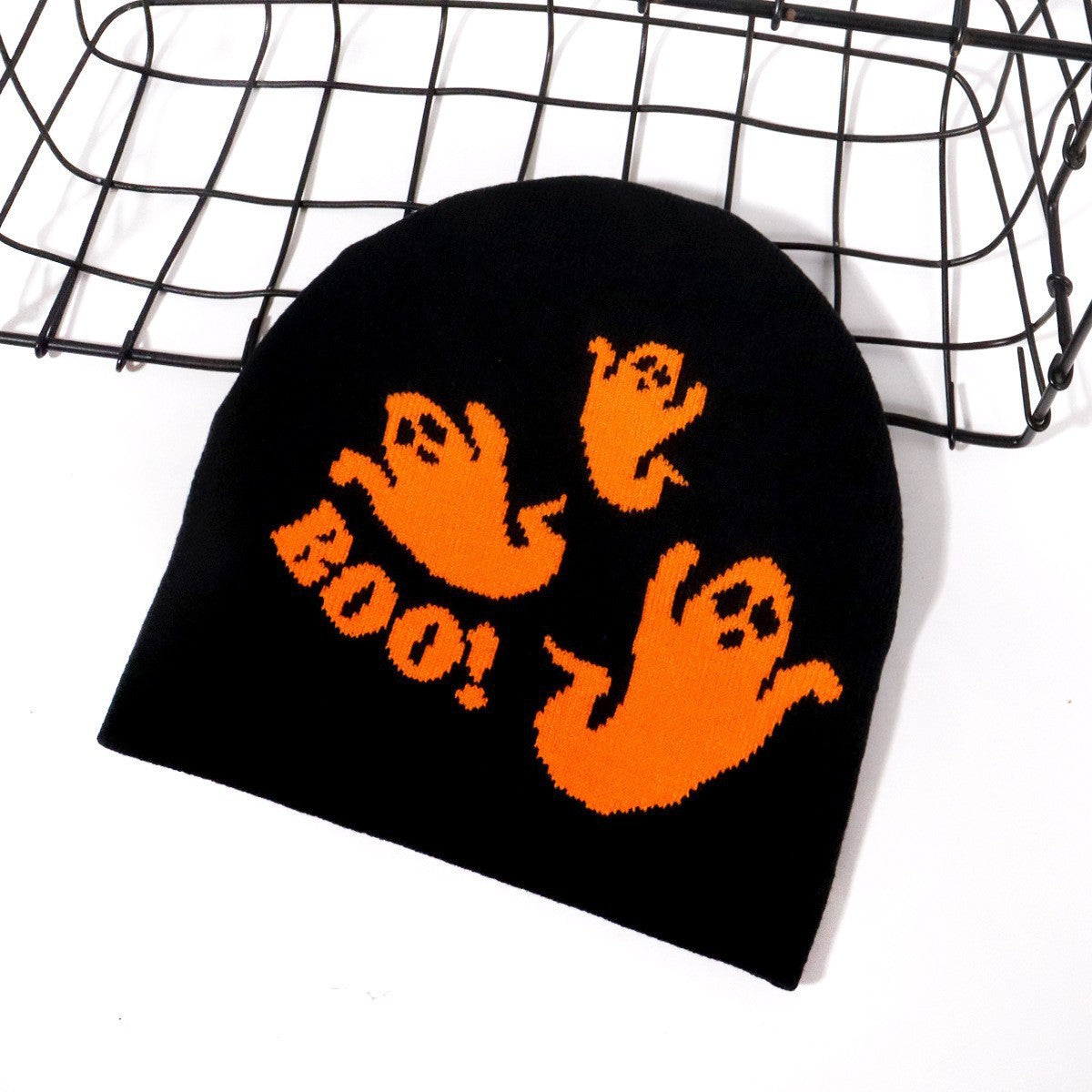 Ghost Pattern Knit Beanie Hat
