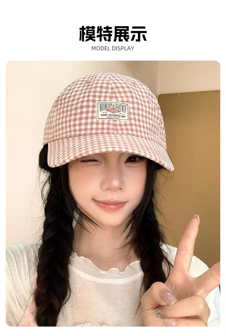 Pink Gingham Baseball Cap
