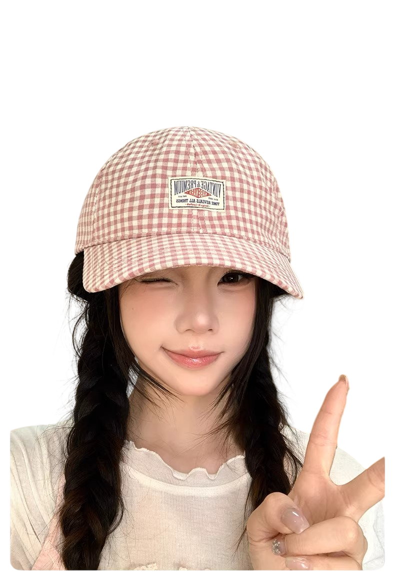 Pink Gingham Baseball Cap