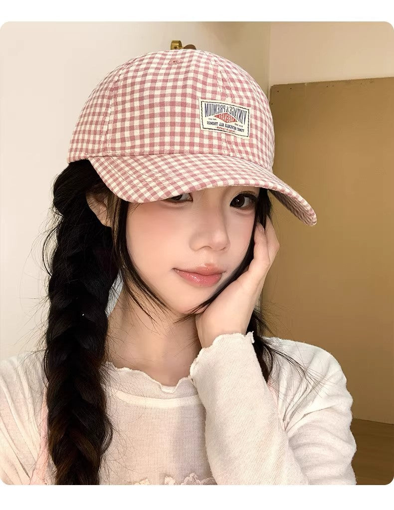 Pink Gingham Baseball Cap